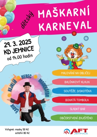 Dětský maškarní karneval s kejklířem Čabíkem