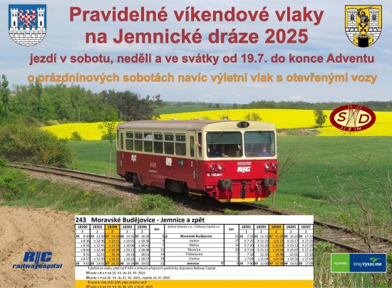 Jemnická dráha 2025 o víkendech a svátcích až do konce adventu Jemnická dráha 2025 o víkendech a svátcích až do konce adventu