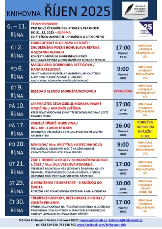 Knihovna / akce říjen 2025 Knihovna / akce říjen 2025