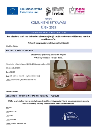 Komunitní setkávání / říjen 2025 Komunitní setkávání / říjen 2025