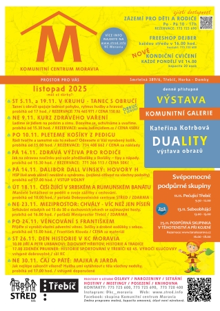 Akce / Komunitní centrum Moravia / listopad 2025 Akce / Komunitní centrum Moravia / listopad 2025