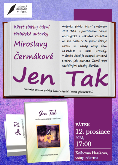 Křest sbírky básní Jen tak