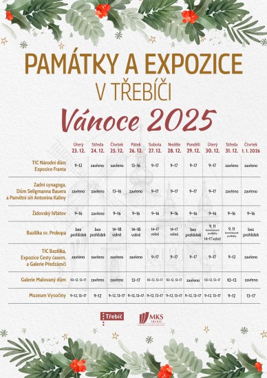Památky a expozice v Třebíči - VÁNOCE 2025