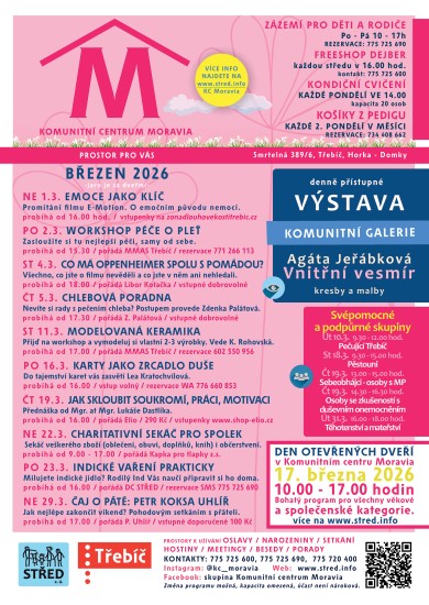Komunitní centrum Moravia - program na březen