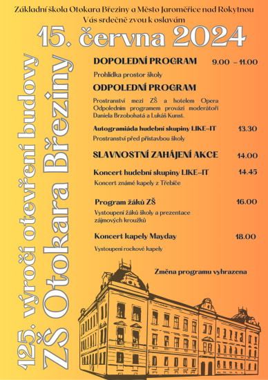 125. výročí otevření budovy ZŠ Otokara Březiny