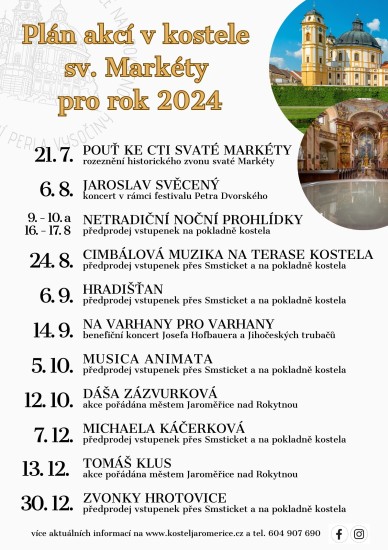 Plán akcí v kostele sv. Markéty pro rok 2024